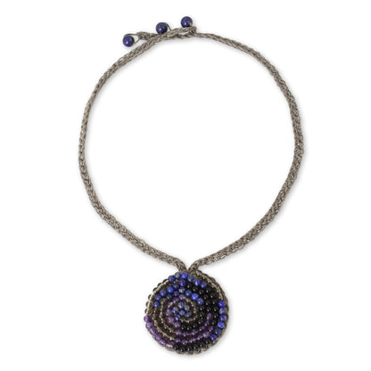 Fascinate Me Spiral Pendant Necklace with Lapis Lazuli and Amethyst