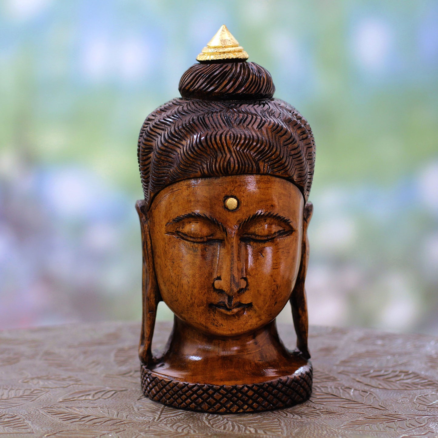 Buddha Inspired Artisan Crafted Young Buddha Antiqued Wood Statuette