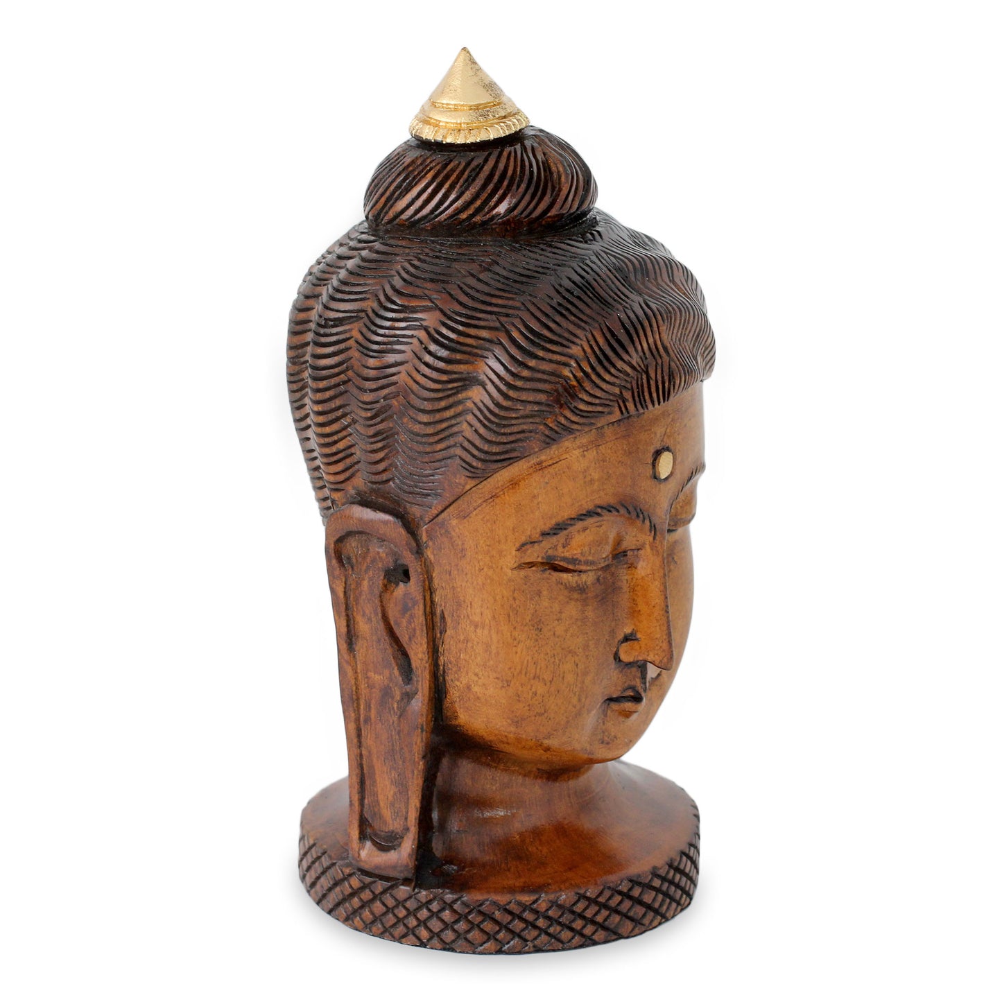 Buddha Inspired Artisan Crafted Young Buddha Antiqued Wood Statuette