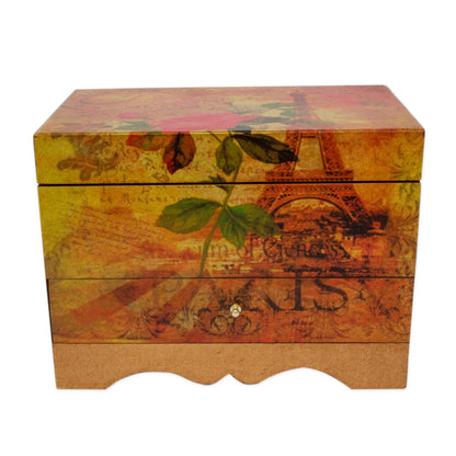 Thoughts of Paris Handcrafted Paris Theme Decoupage Jewelry Box with Drawer