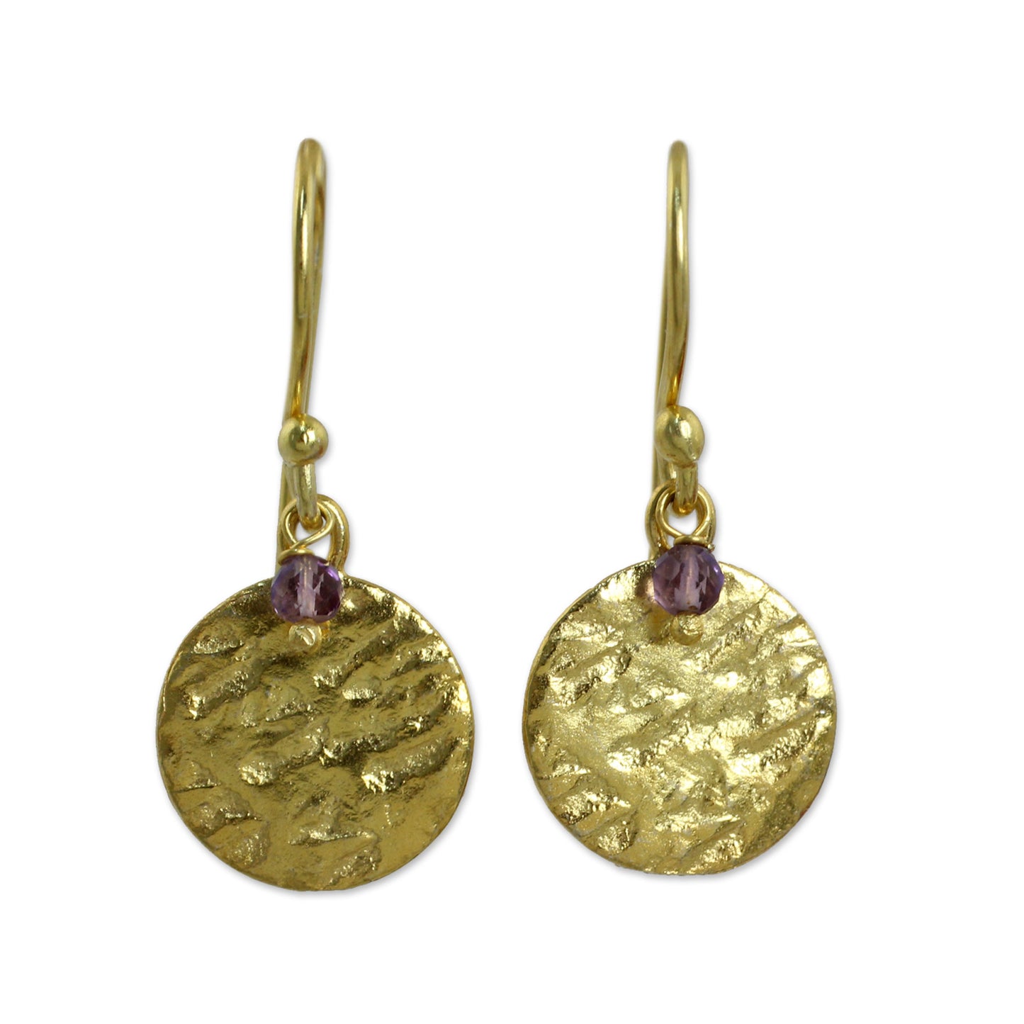 Purple Harvest Moon Amethyst Gold-Plated Silver Earrings