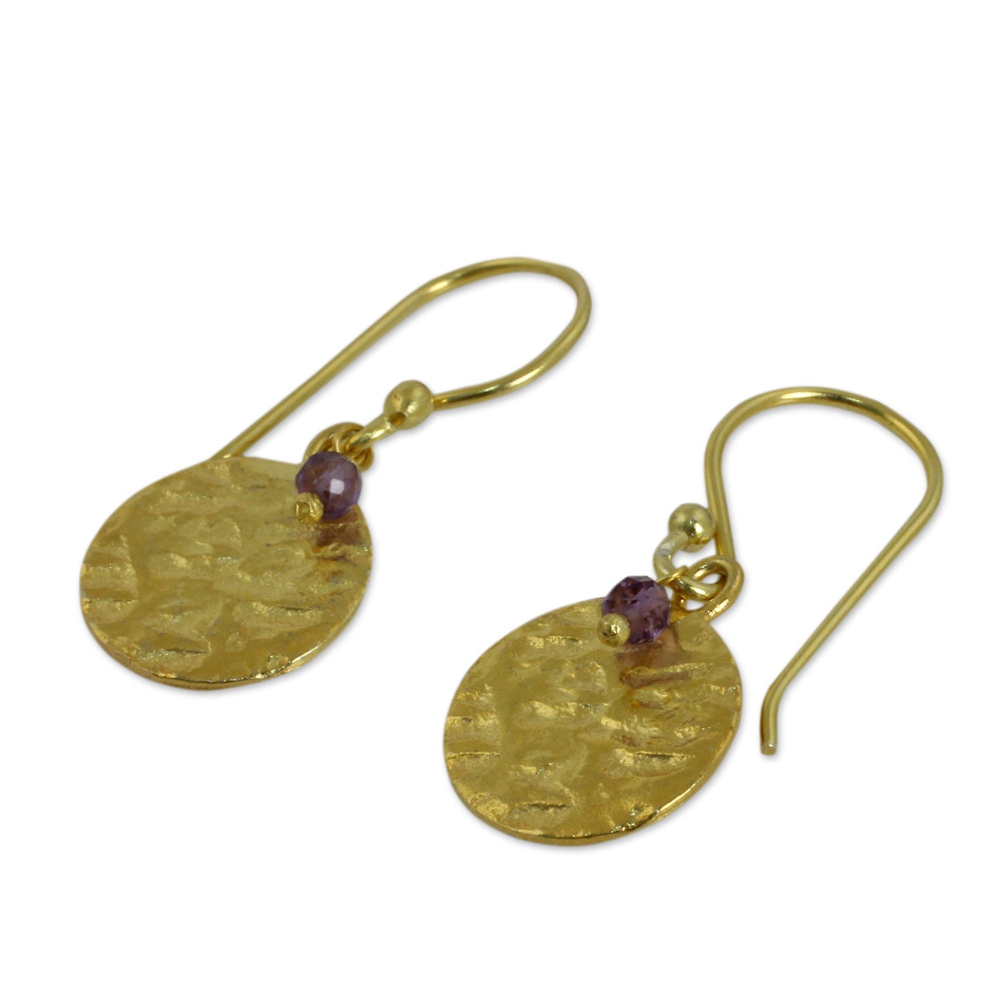 Purple Harvest Moon Amethyst Gold-Plated Silver Earrings