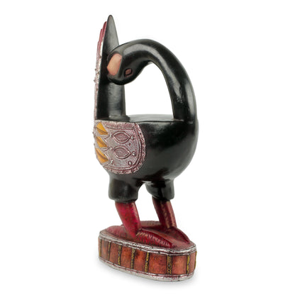 Black Sankofa Fair Trade Wood Sculpture of Sankofa Bird from Ghana