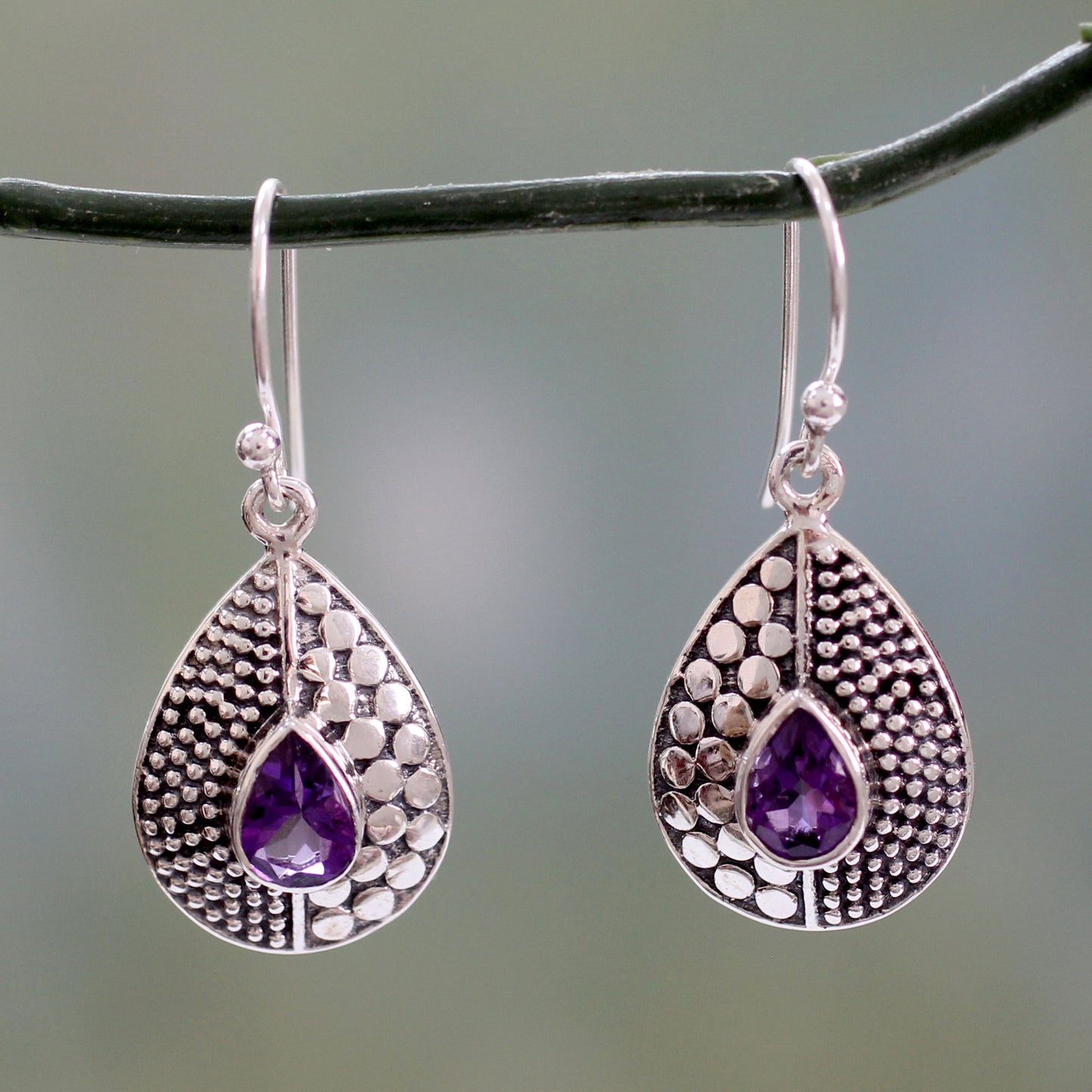 Purple Fusion Original Design Amethyst Earrings Set in Sterling Silver