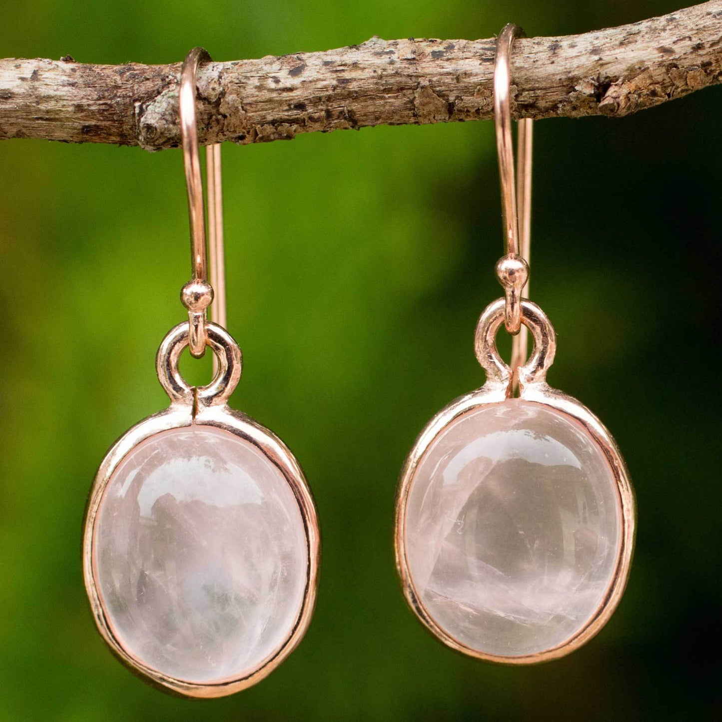 NOVICA - Sterling Silver & Rose Quartz Dangle Earrings