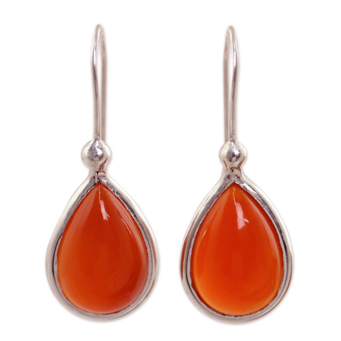 Autumn Rain Natural Carnelian and Sterling Silver 925 Dangle Earrings