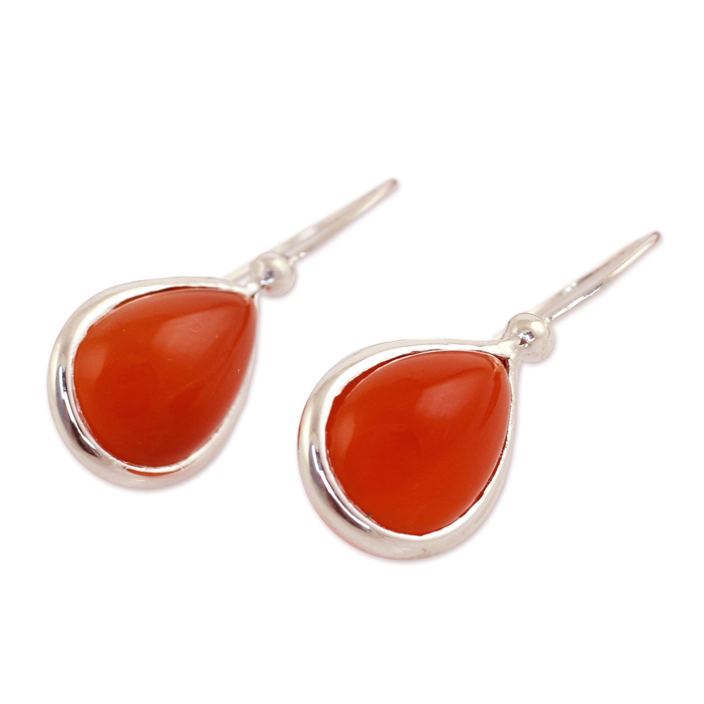 Autumn Rain Natural Carnelian and Sterling Silver 925 Dangle Earrings