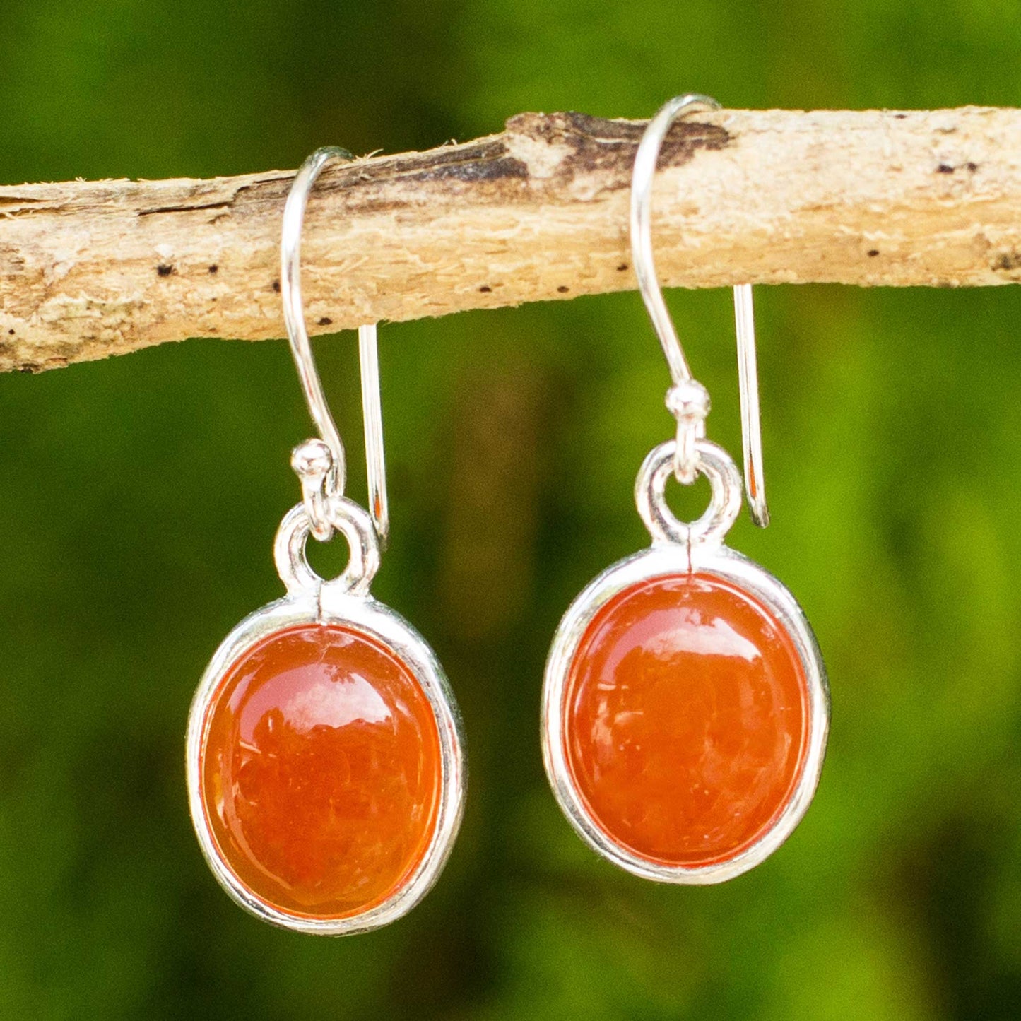 Western Sunset Handmade Carnelian Earrings Set in 925 Sterling Silver