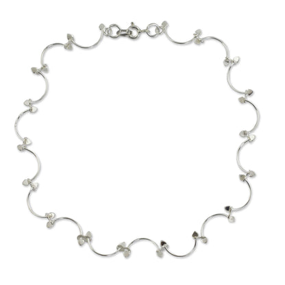 Natural Flow Silver Floral Link Anklet