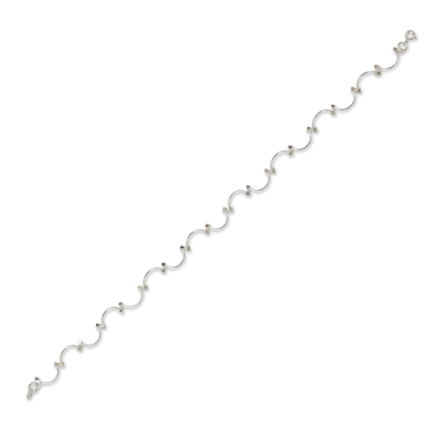 Natural Flow Silver Floral Link Anklet