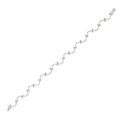 Natural Flow Silver Floral Link Anklet