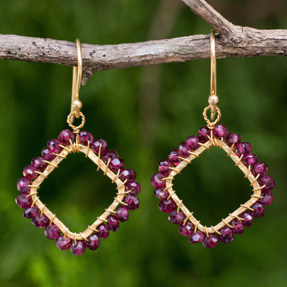 Red Treasure Garnet Dangle Earrings