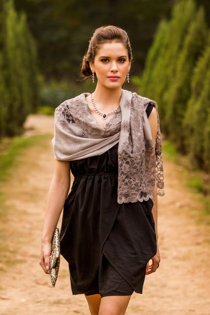 Infinite Kashmir Light Gray Wool Blend Shawl