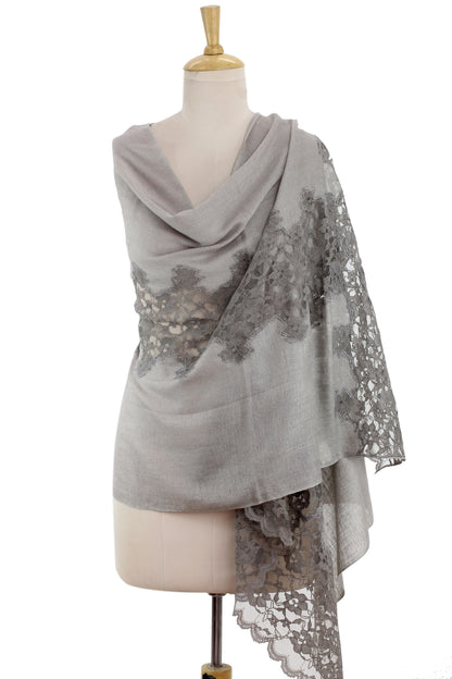 Infinite Kashmir Light Gray Wool Blend Shawl