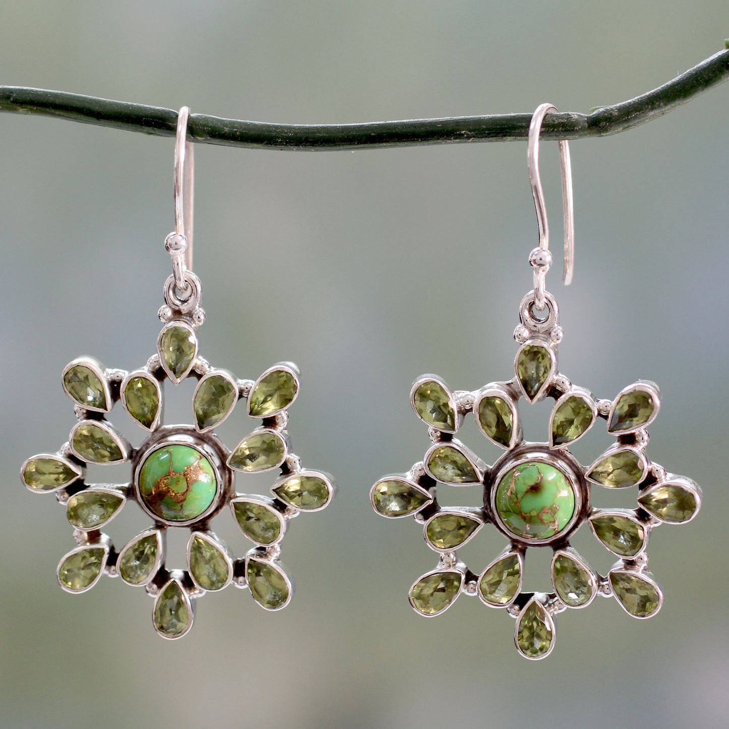 Verdant Starlight Handmade Earrings with Peridot and Sterling Silver