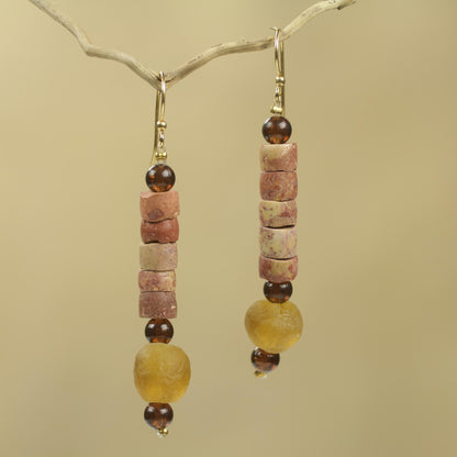 Earth's Warmth Bauxite Earrings Crafted by Hand with Recycled Beads