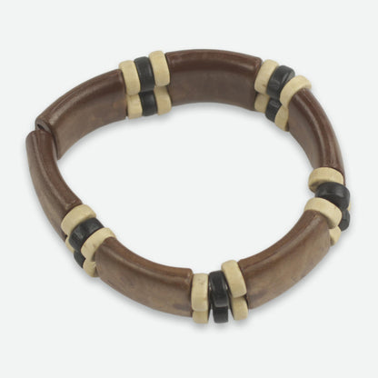 Coffee Connection Eco Friendly Wood and Recycled Bead Bracelet from Ghana