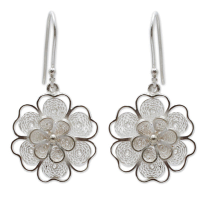 Filigree Jasmine Artisan Crafted Sterling Filigree Peruvian Flower Earrings