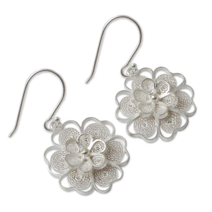 Filigree Jasmine Artisan Crafted Sterling Filigree Peruvian Flower Earrings