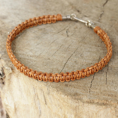 Brown Magnificence Braided Brown Leather Bracelet for Men Fair Trade Jewelry