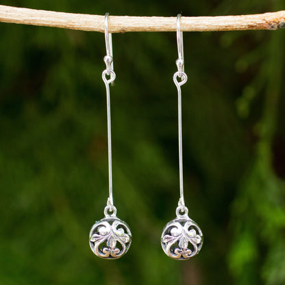 Filigree Charm Sterling Silver Dangle Earrings