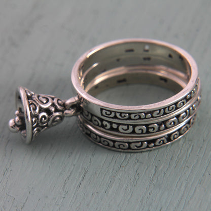 Bell Charm Sterling Silver Rings