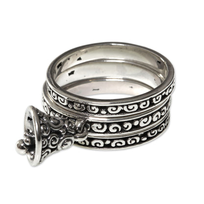 Bell Charm Sterling Silver Rings