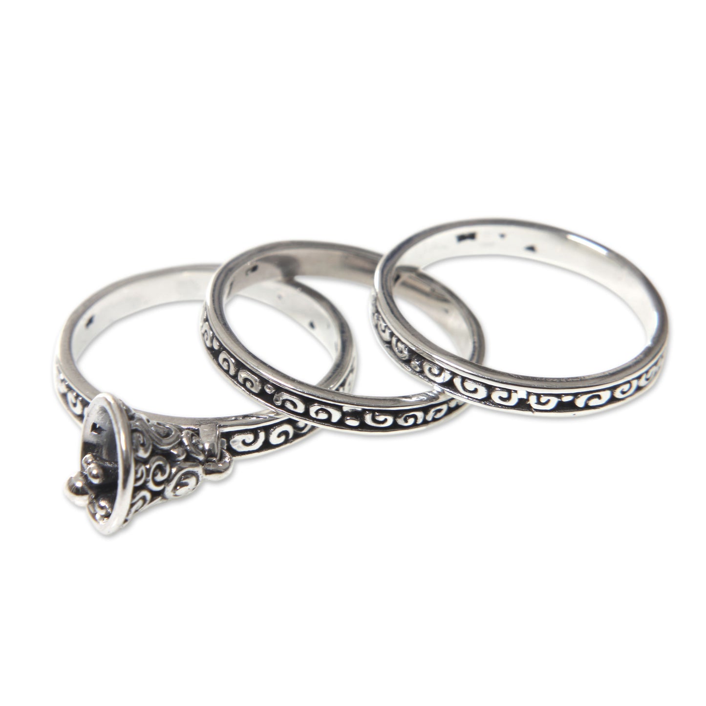 Bell Charm Sterling Silver Rings