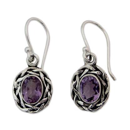 Woven Sterling Silver & Amethyst Drop Earrings