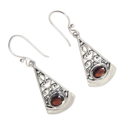 Mount Agung Crimson Natural Garnet Dangle Earrings in 925 Sterling Silver