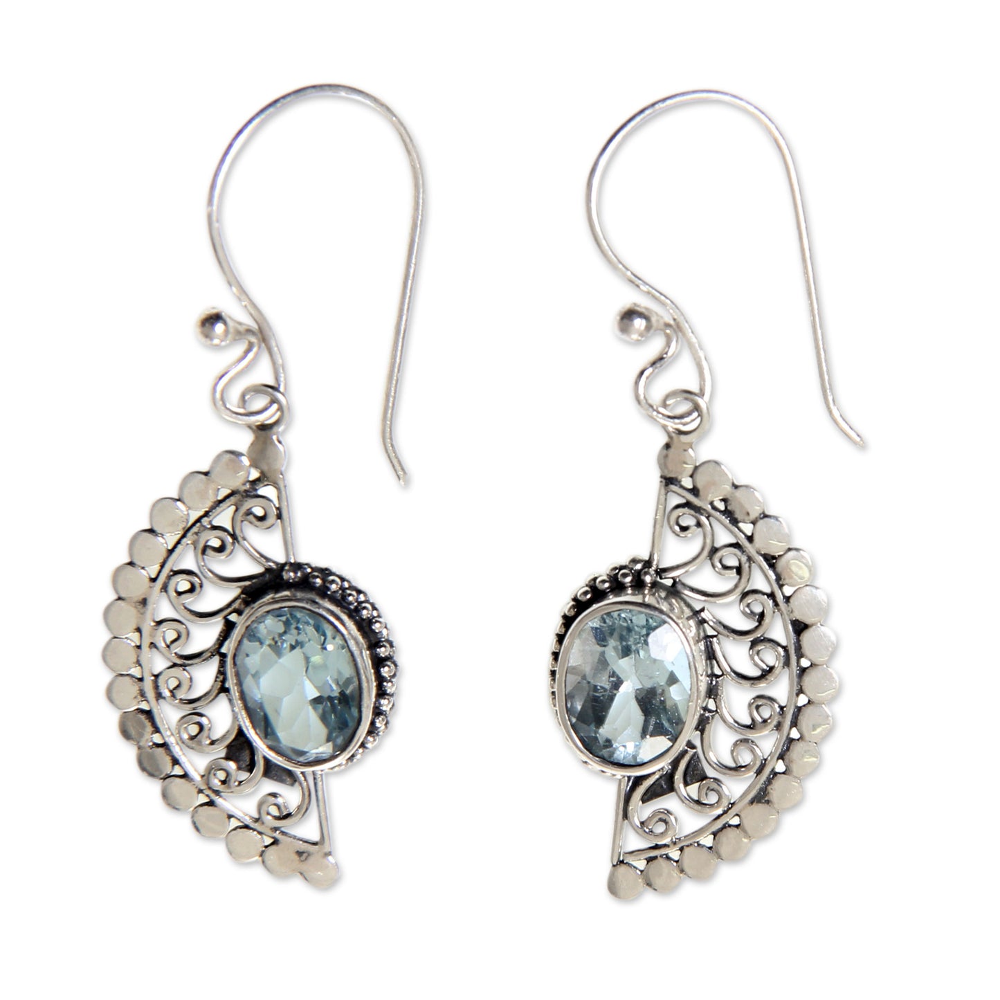 Blue Eyes Blue Topaz Silver Dangle Earrings