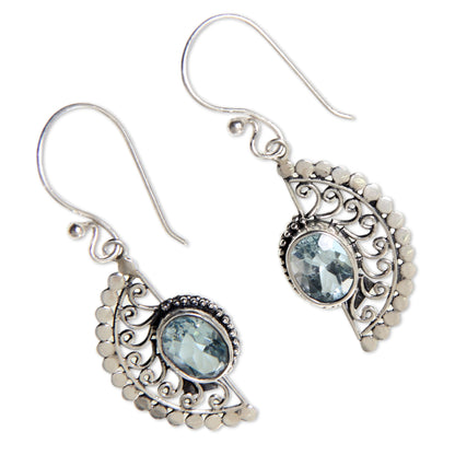 Blue Eyes Blue Topaz Silver Dangle Earrings