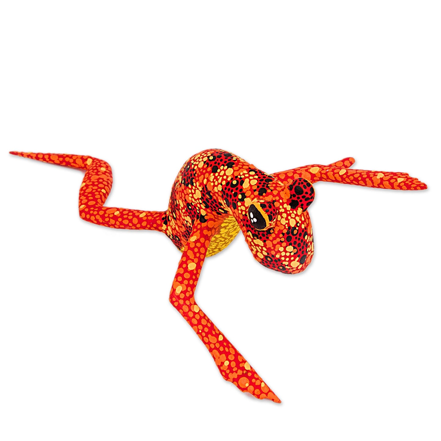 Orange Oaxaca Frog Red Orange Alebrije Style Frog Sculpture Crafted by Hand