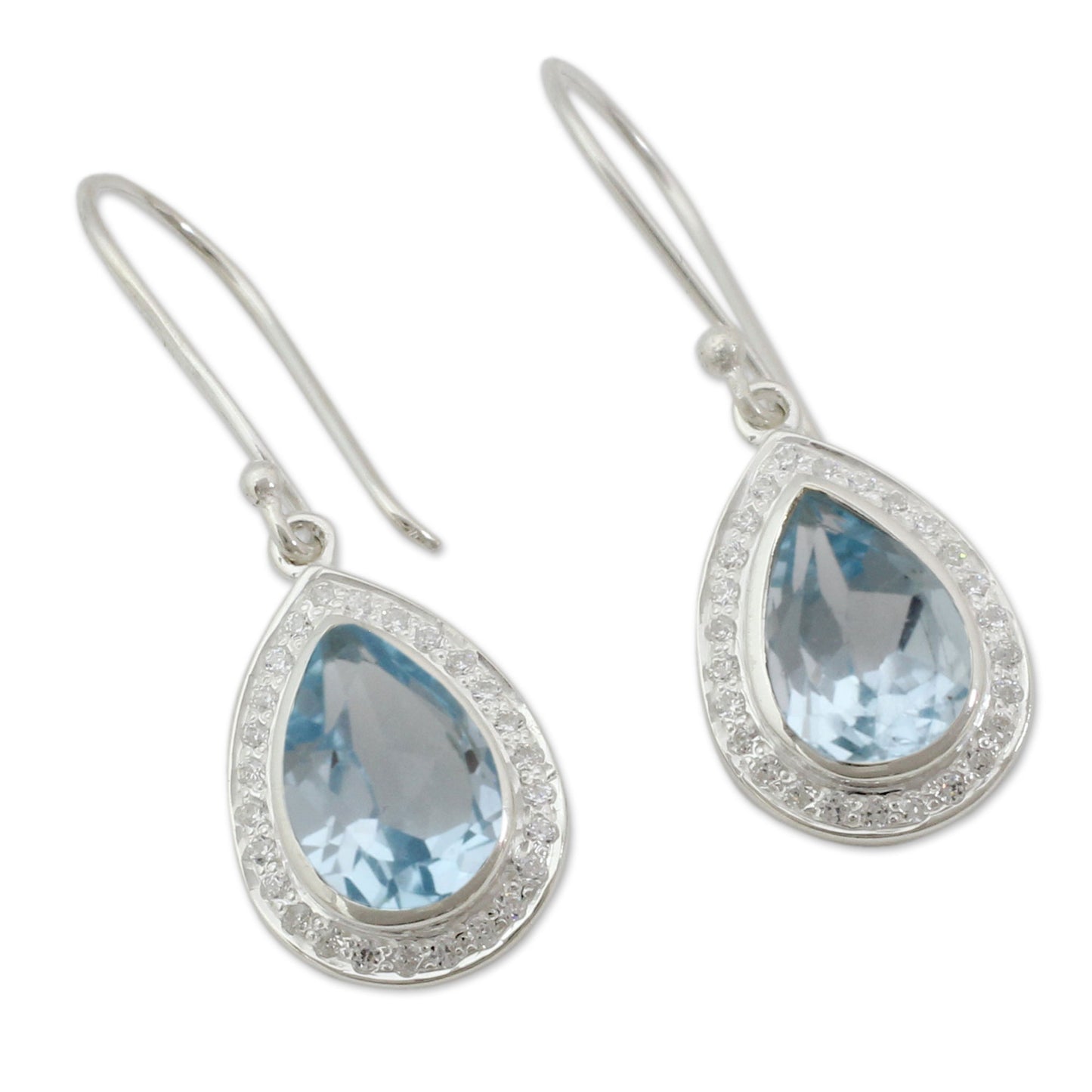 Azure Dewdrop Sterling Silver and 3 ct Blue Topaz Dangle Earrings