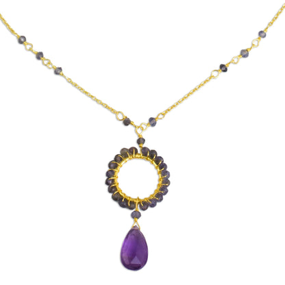 Iris Rain Gold Plated Silver Amethyst & Iolite Necklace