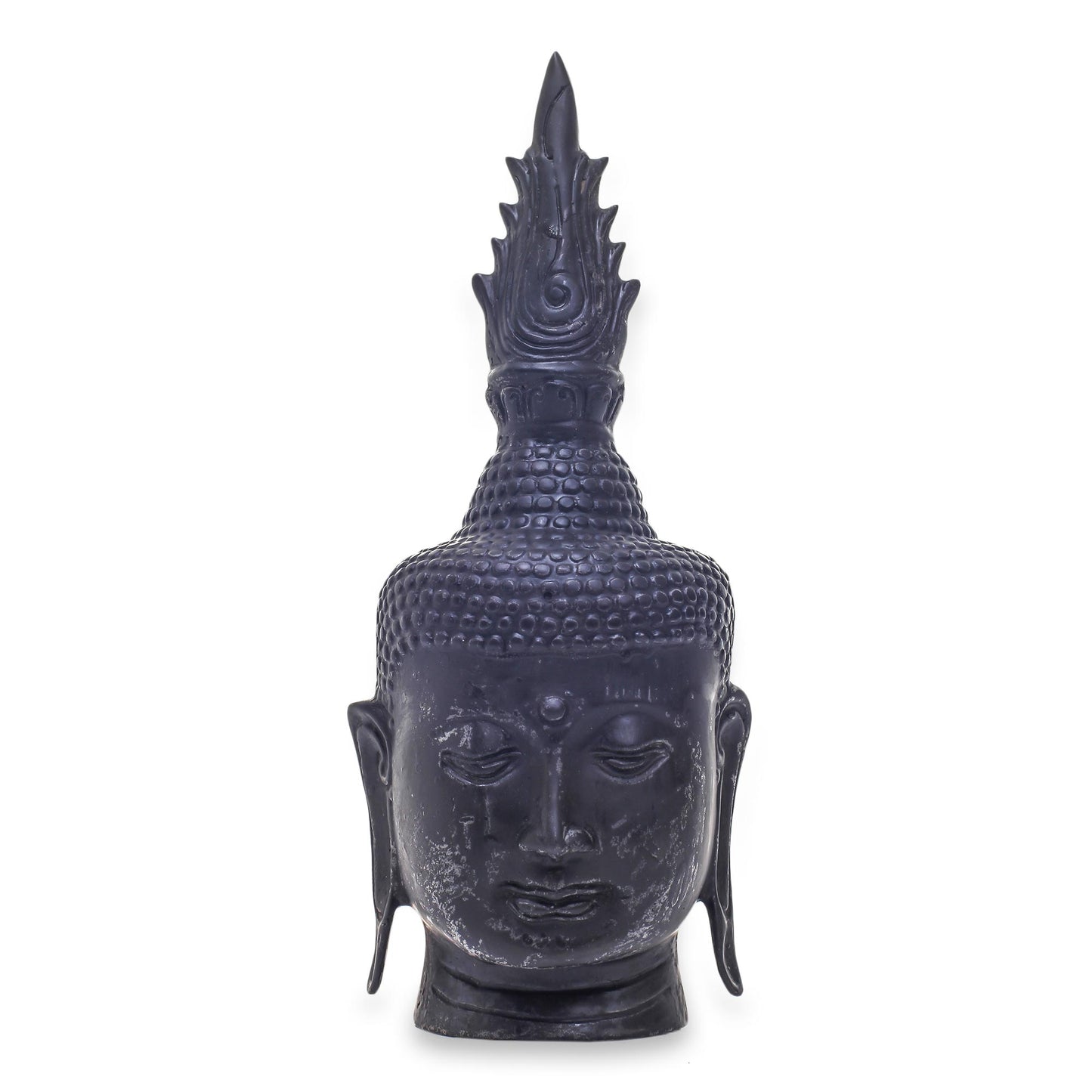 Spiritual Buddha Antiqued Bronze Buddha Head Sculpture from Bali