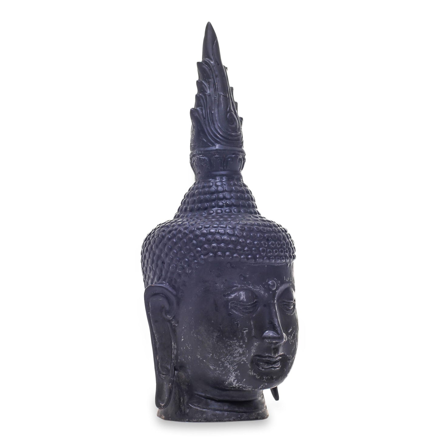 Spiritual Buddha Antiqued Bronze Buddha Head Sculpture from Bali