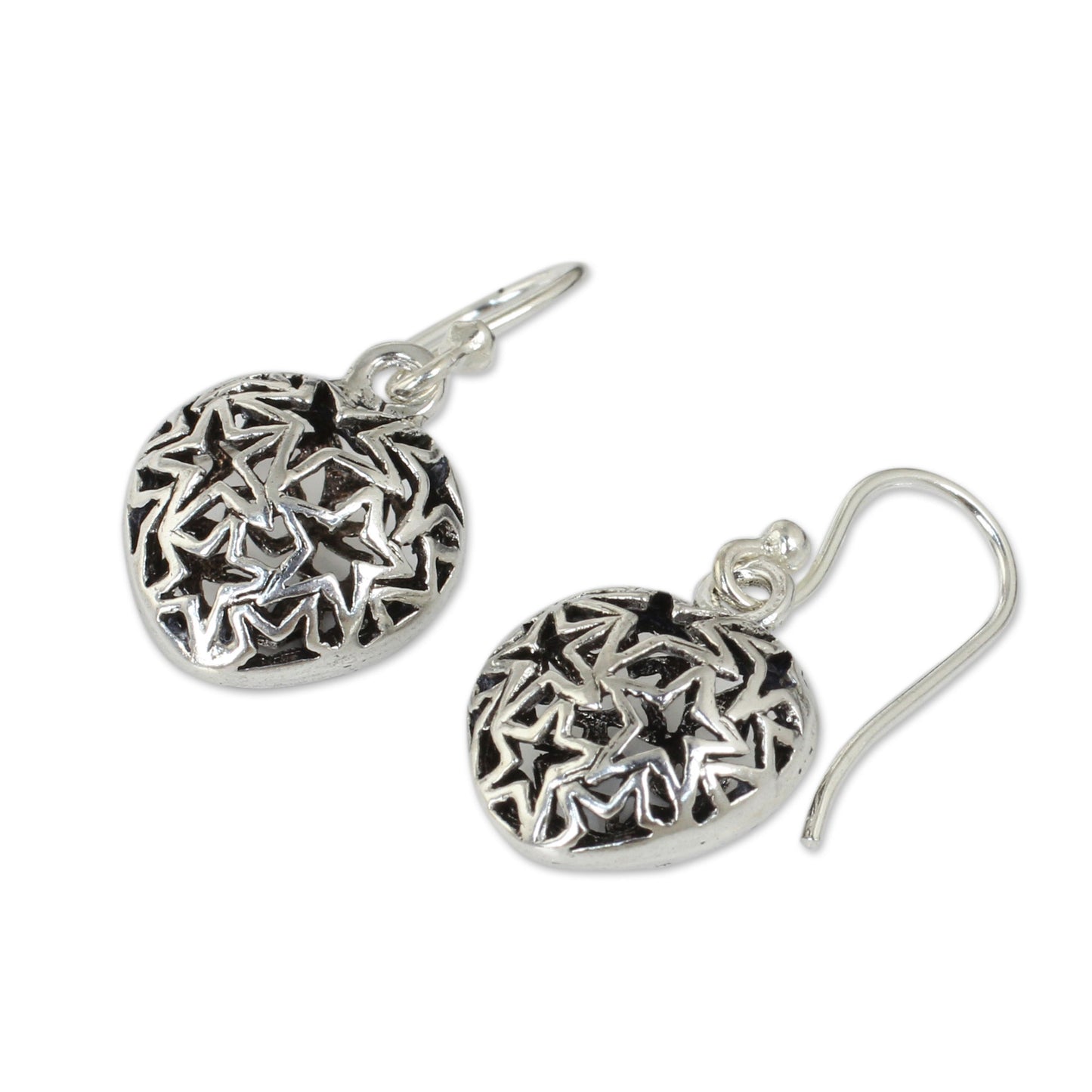 Superstar Sterling Silver Star Filigree Earrings from Thailand