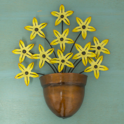 Black-Eyed Susan Yellow Flower Iron Wall Sculpture Crafted by Hand