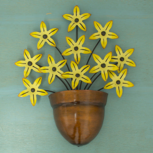 Black-Eyed Susan Yellow Flower Iron Wall Sculpture Crafted by Hand