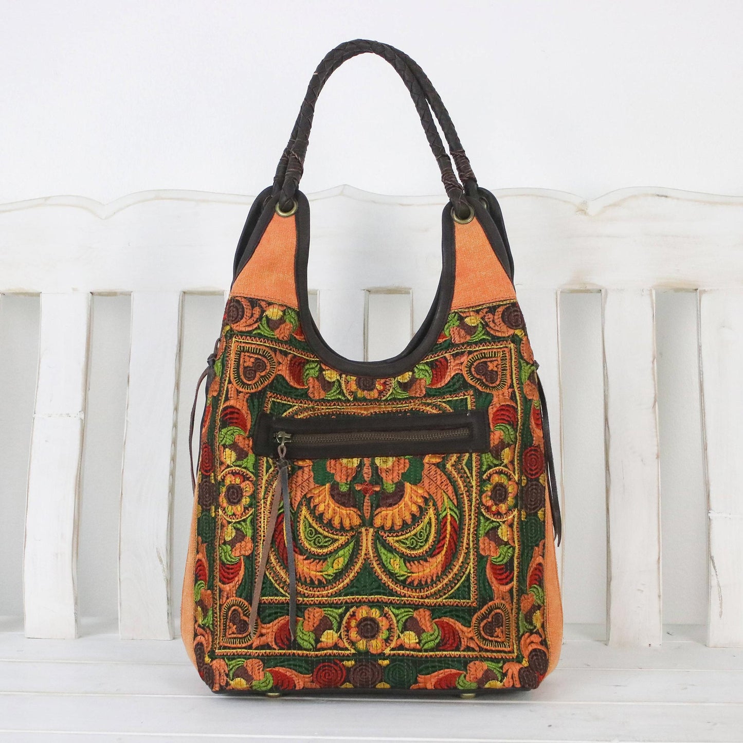 Sunny Pheasants Embroidered Shoulder Bag