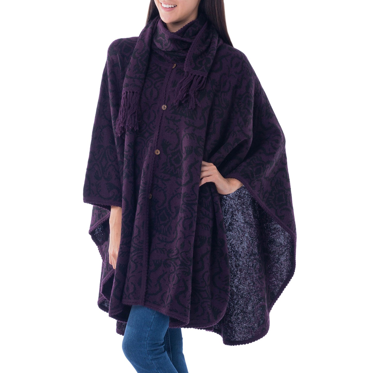 Purple Alpaca Blend Ruana Cloak