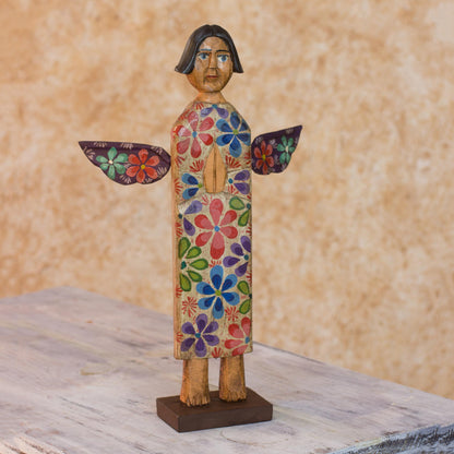 Angel of Peace Artisan Crafted Antiqued Pinewood Angel Sculpture