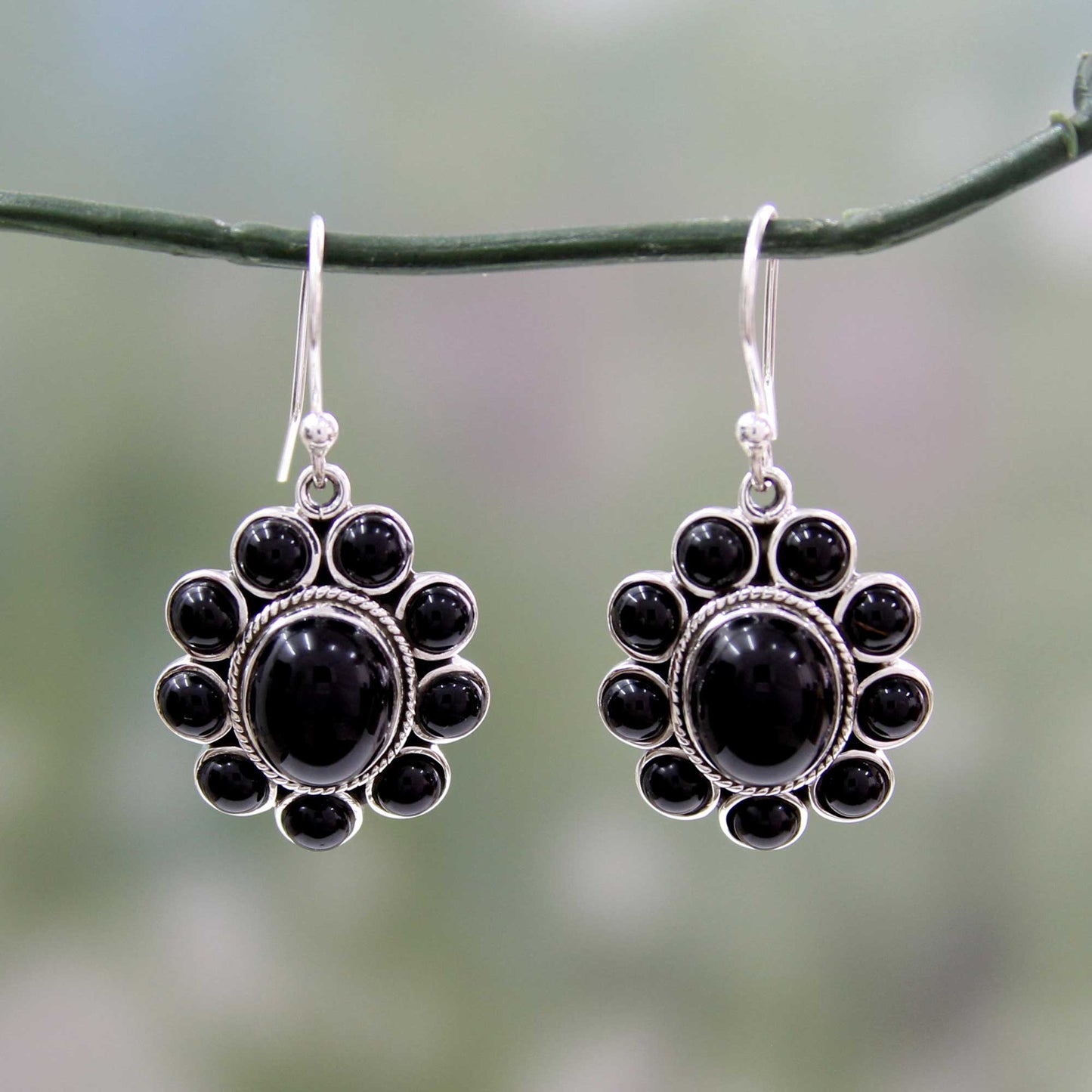 Night Drama Onyx & Silver Dangle Earrings