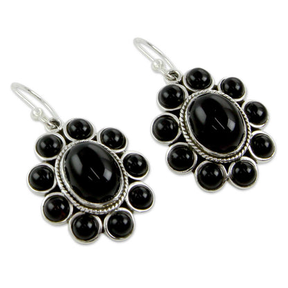 Night Drama Onyx & Silver Dangle Earrings