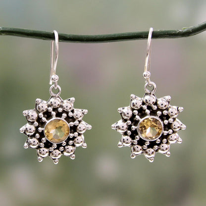 Star Citrine & Silver Dangle Earrings