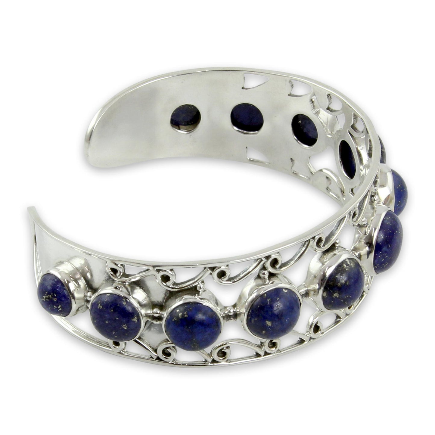 Nostalgia Lapis Lazuli and Sterling Silver Cuff Bracelet from India