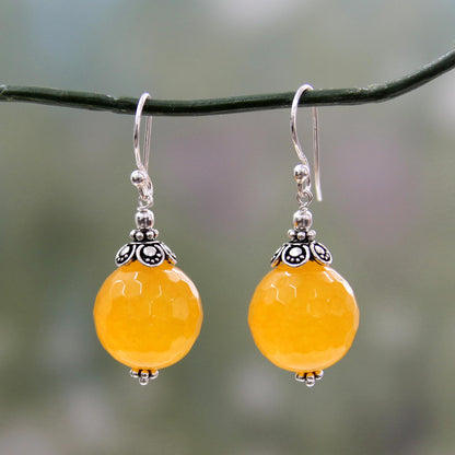 Glorious Yellow Chalcedony Silver Dangle Earrings