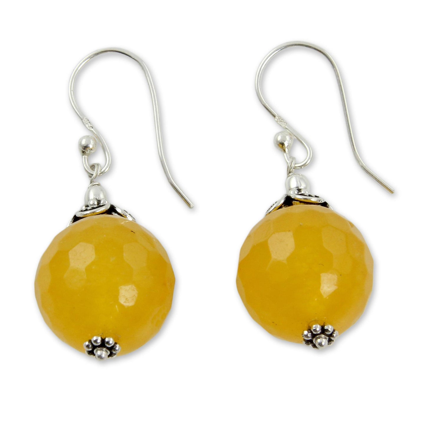 Glorious Yellow Chalcedony Silver Dangle Earrings