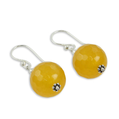 Glorious Yellow Chalcedony Silver Dangle Earrings